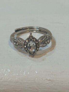 Silver alloy  Marquise Halo Crystal Ring - Women Jewelry